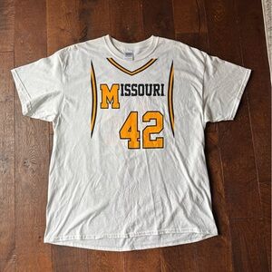 Missouri Mizzou Kim Anderson #42 Basketball White and Gold Graphic T-Shirt